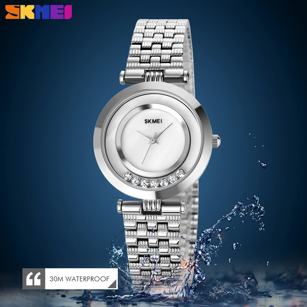 

SKMEI Brand Luxury Women Watches Ladies Creative Stainless Steel Waterproof Wristwatch Diamond Dial Bracelet Female Girl Clock