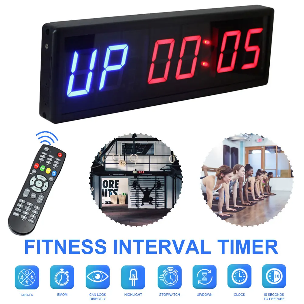 Intervallo programmabile Timer Orologio Cronometro con telecomando Fitness Yoga Crossfit Palestra 