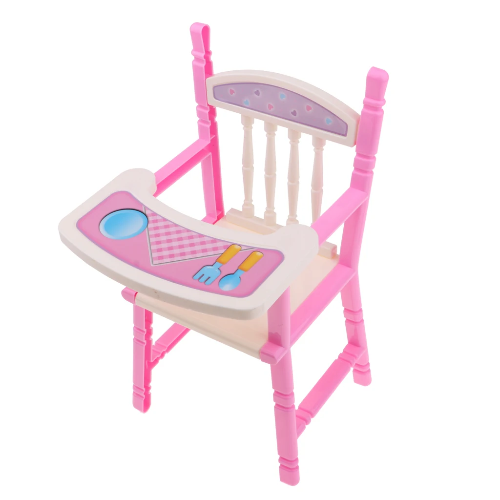 Lovely Reborn Doll Dinner Chair Baby Dolls Highchair Set, for 9-11inch Doll, Also for Dollhouse Dining Room Furniture Toy Decor