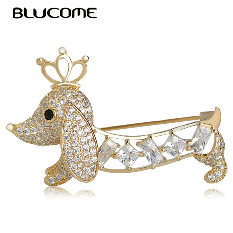 Женская Брошь В Виде Короны Blucome Медная брошь с фианитами украшенная Фианитами