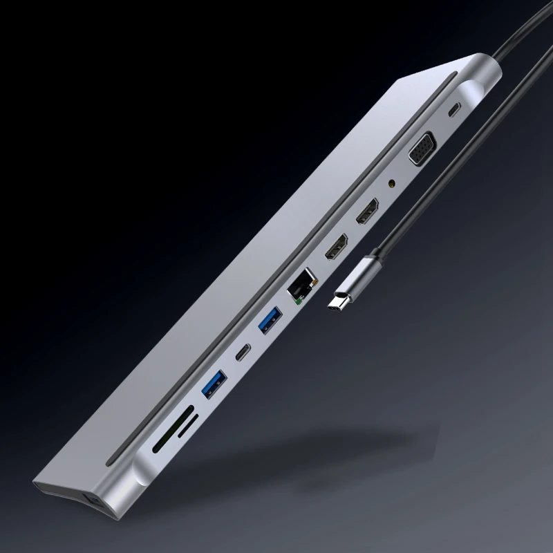 12 в 1 USB Type C концентратор адаптер для ноутбука Док Станция HDMI VGA RJ45 PD HP Lenovo