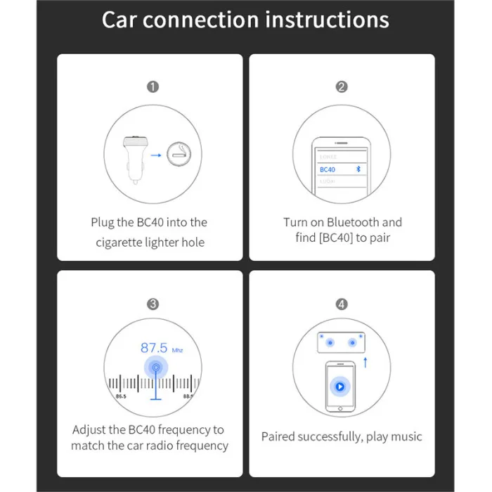 Bluetooth 4,2 fm-передатчик беспроводной модулятор громкой связи Автомобильный MP3-плеер двойной USB зарядное устройство Hi 888
