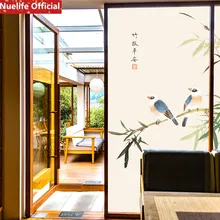 Зеленая бамбуковая лист шаблон матовая пленка для стекол ванная комната гостиная столовая на балконные окна и стекло дверь пленка N2