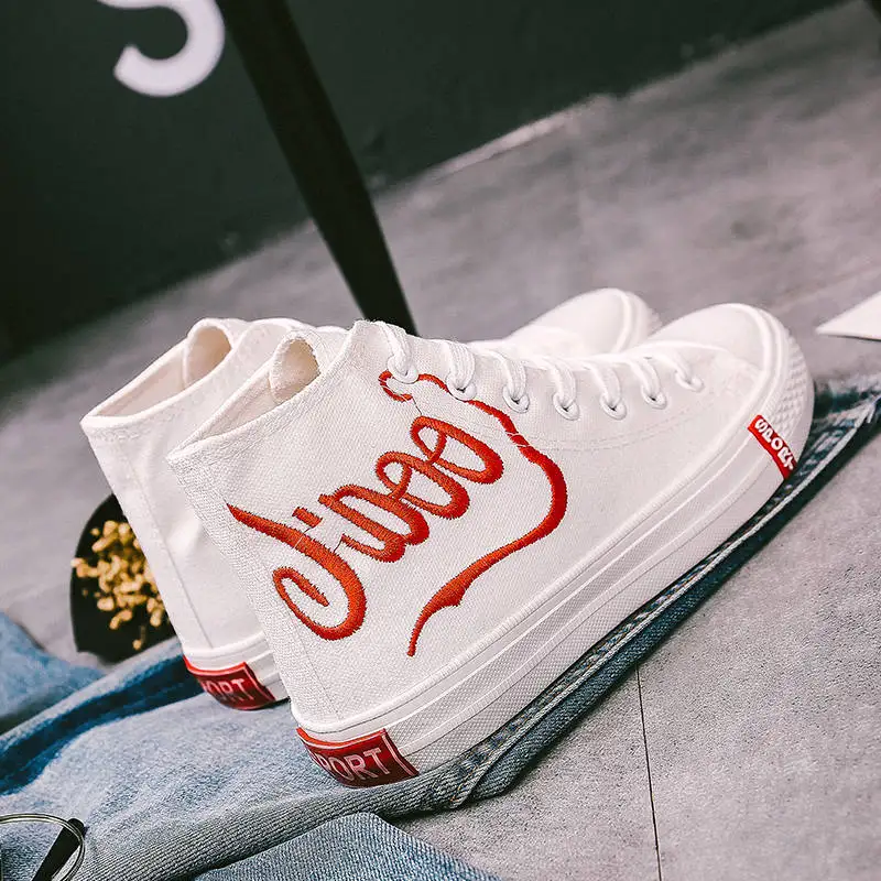 

High-top women Canvas Shoes Lace up Women Shoes Breathable Women's Vulcanize Shoes Casual sneakers women shoes