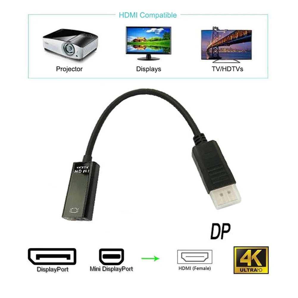 Ultra HD 1080P порты дисплея DP штекер HDMI активный адаптер конвертер кабель