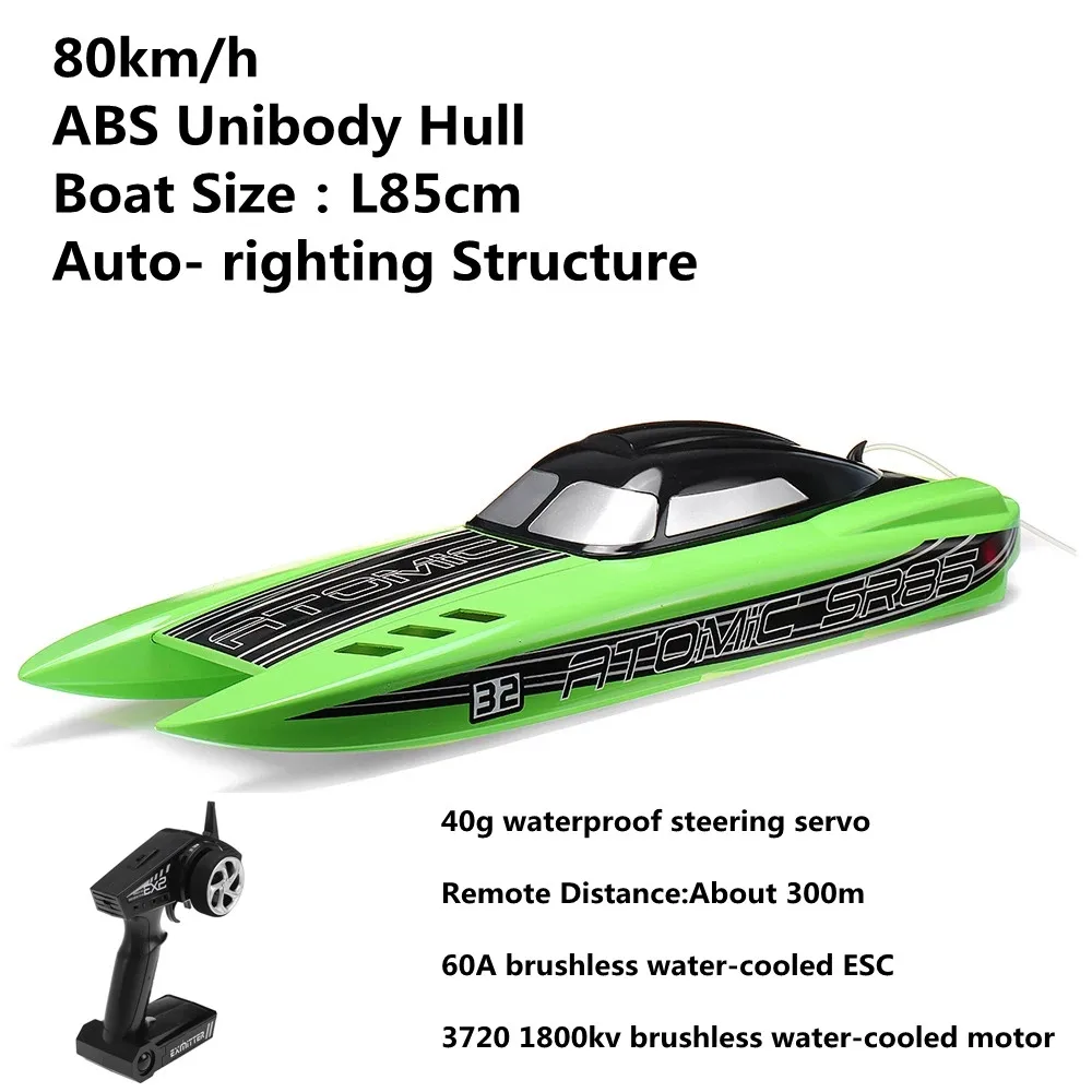 Nuova Barca Telecomandata Ad Alta Velocità 80 Km/H Brushless Raffreddato Ad Acqua Esc Servo Sterzo Impermeabile Radio Control Boat Toys 300M