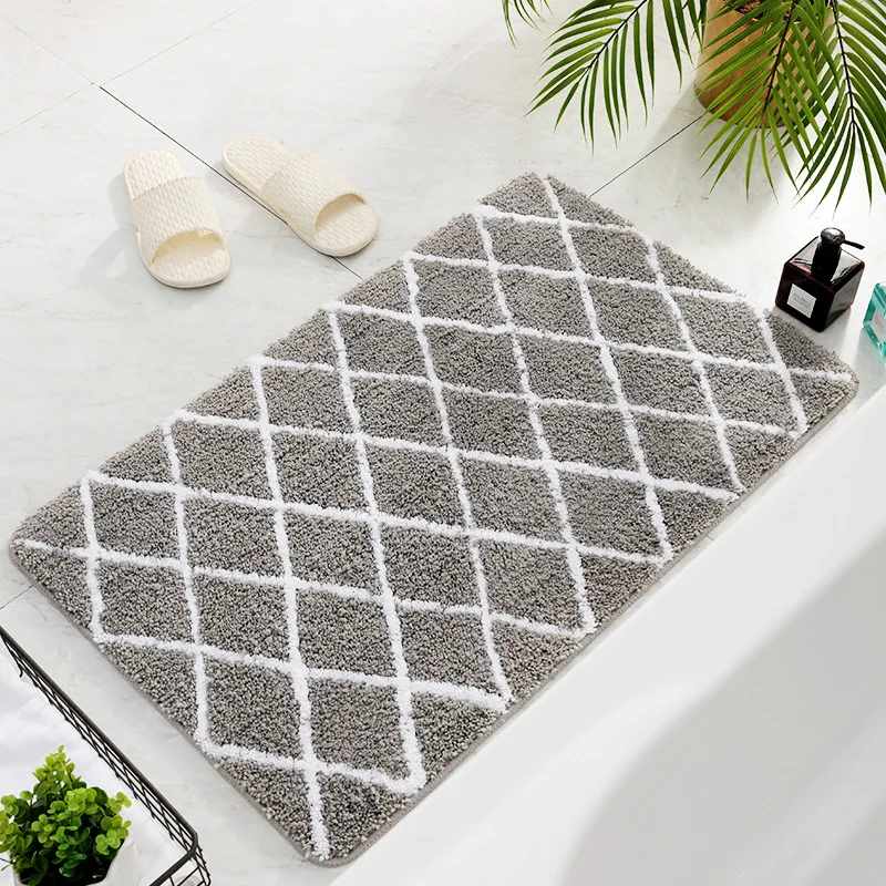 3 цвета современный геометрический узор Противоскользящий коврик для ванной комнаты, моющийся Флокирование сильный водопоглощающий напольный коврик для спальни коврик