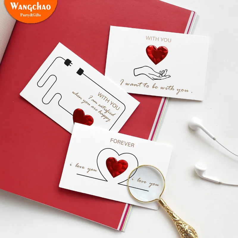 

Solid Red Heart Greeting Card with Envelopes Romantic Letter I Love You Forever Wedding Invitation Valentine's Day Gift