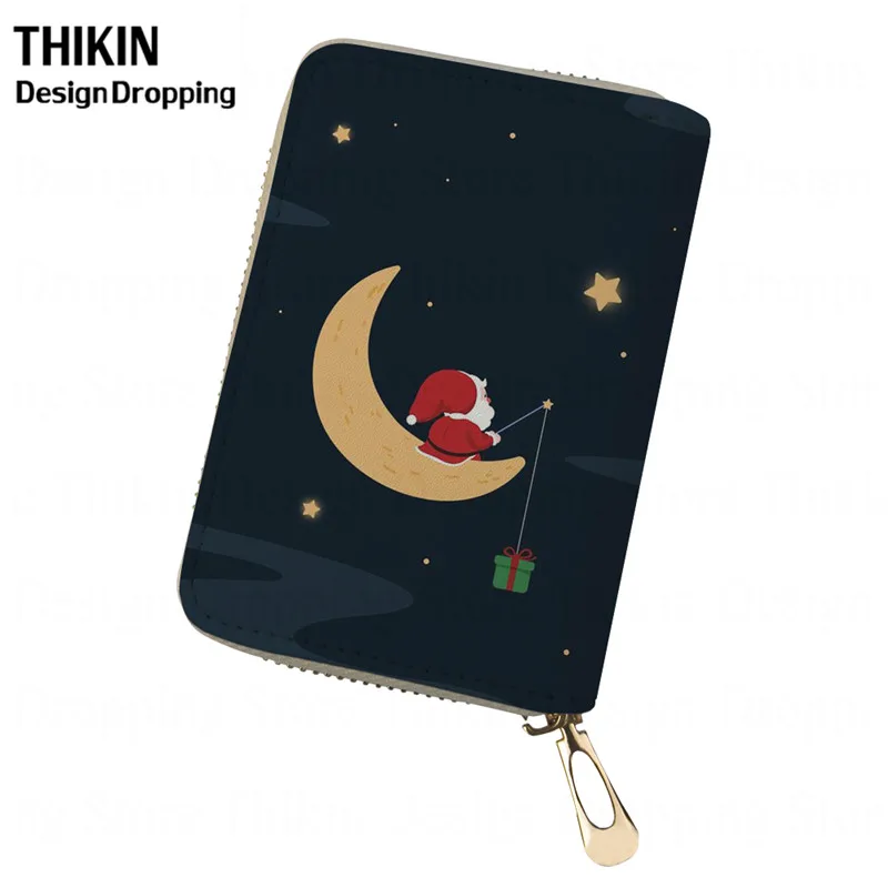 THIKIN Happy Merry Christmas женский кошелек с принтом для монет, банковских карт, PU чехол для паспорта, ID держатель для карт для женщин, дорожный кошелек - Цвет: as picture