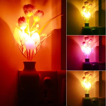 

US Plug LED Novelty Light Mushroom Tulip Flower Night Light Sensor Night Lamp Home Decoration Romantic Baby Bedroom Foye