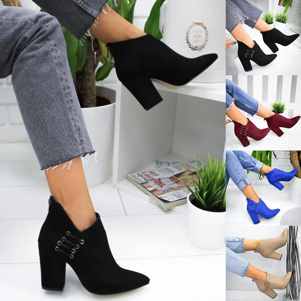 Ботильоны С Острым носком; коллекция года; женская обувь; Zapatos De Mujer; ботинки на высоком каблуке; женская обувь размера плюс на молнии; Botas Mujer
