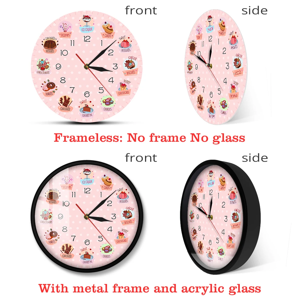 Delicious Sweets and Desserts Bakery Shop Sign Decorative Wall Clock Non Ticking Wall Watch For Kitchen Cafe Bar Restaurant Just6F