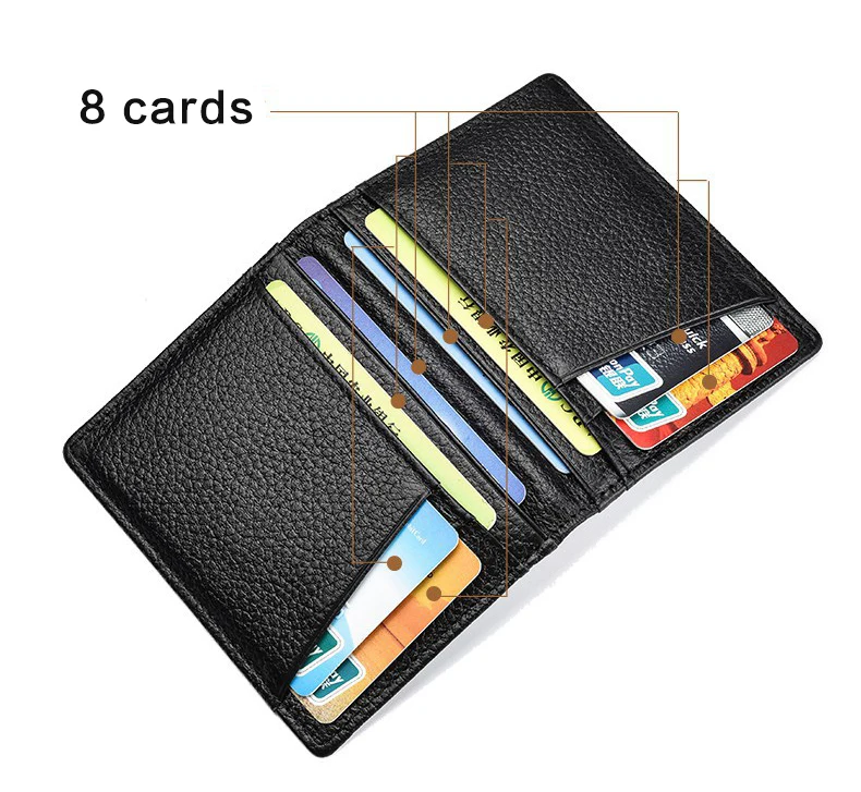 Bisi Goro RFID черный кошелек, кредитный держатель для карт, коровья кожа, кошелек для карт, высокое качество, Повседневный Кошелек, унисекс, тонкая мини сумка для денег