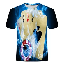 Летняя футболка с 3D принтом в виде пива, покера, для мужчин и женщин, забавная Новинка, футболка с круглым вырезом и коротким рукавом, топы, модные уличные мужские футболки