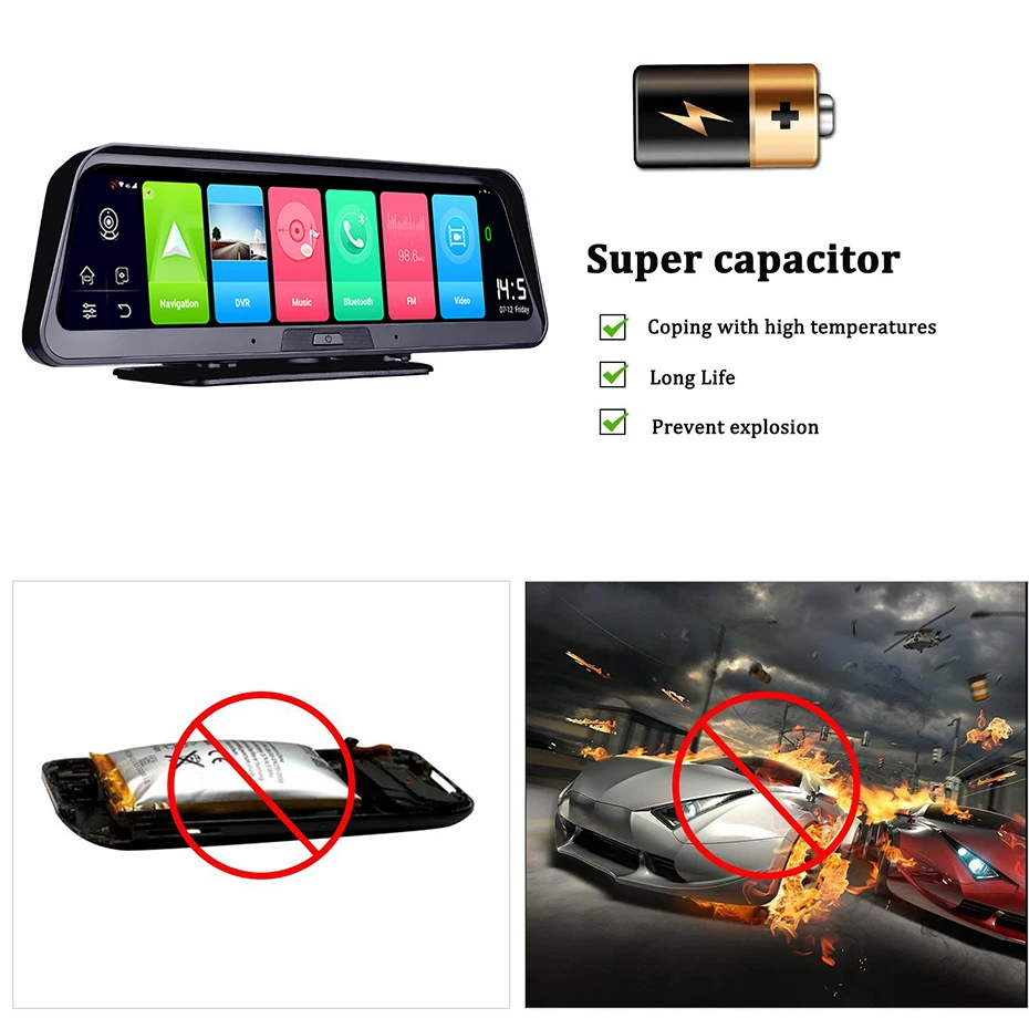 Смарт видеорегистратор Bluavido 10 дюймов IPS 4G Android GPS ADAS FHD 1080P|Видеорегистраторы| |