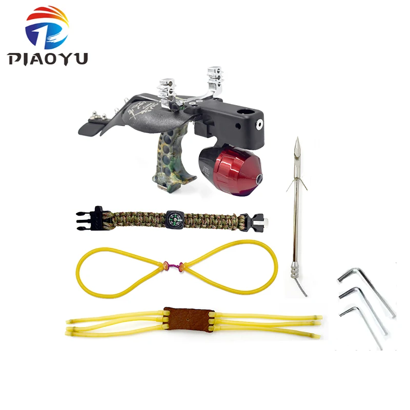 

High Precision Infrared Fish Shooting Slingshot with Rubber Band Alloy Bow Head Integrated Slingshot Outdoor Hunting Shooting