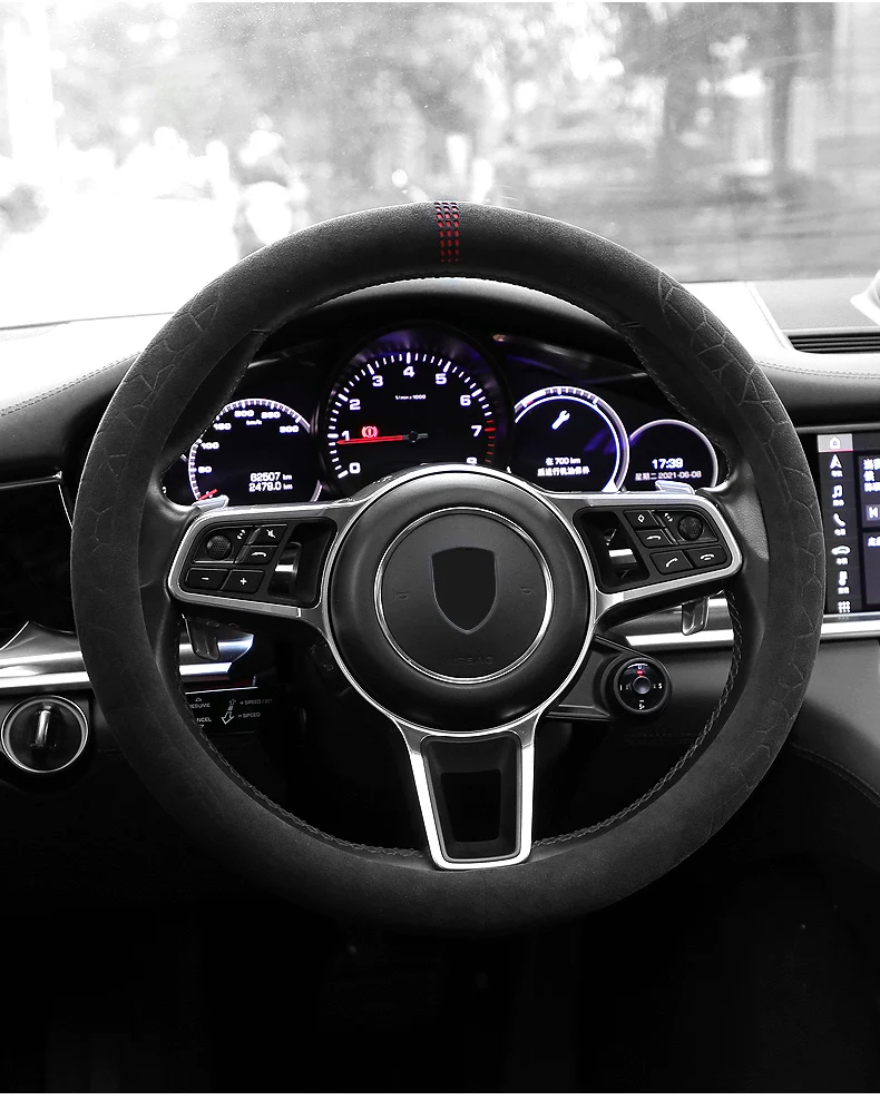38cm Alcantara for Cadillac XTS CT6 XT5 ATS CTS SRX SLS Steering Wheel Cover Auto Parts Car accessories