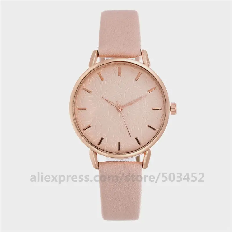 

100pcs/lot simple design no logo PU belt quartz watch casual wrist watch 12 nail dail colorful dail wrist watch