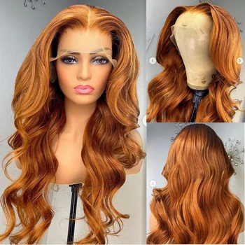 

Ginger Wig Orange Human Hair Wig Body Wave Colored Hair Preplucked Lace Wig 180 Density13*4 Lace Front Brazilian Remy Hair Wig