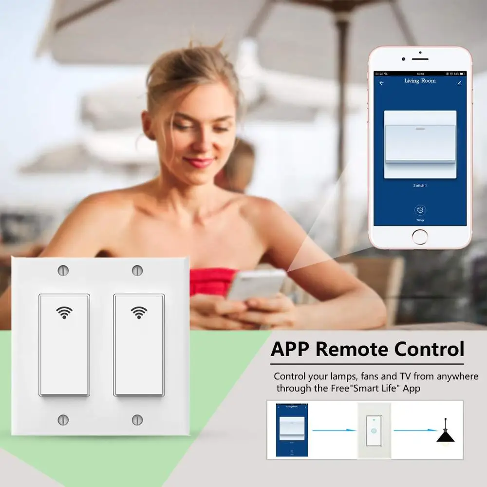 gosund 15a smart wifi light switch with remote control and timer