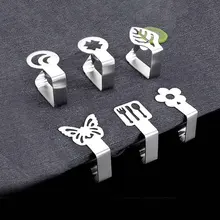 Clipe de pano de mesa de aço inoxidável promenade redonda toalha de mesa estável clipes folha flor de quatro folhas trevo padrão suporte de cobertura de mesa