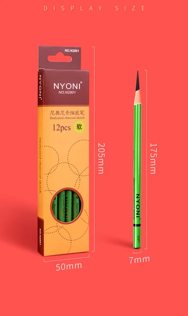 NYONI 12pcs Charcoal Pencil Black Soft/Medium/Hard Carbon Pencil Wooden  Charcoal Pencils For Sketching Drawing Stationery 2801 - AliExpress