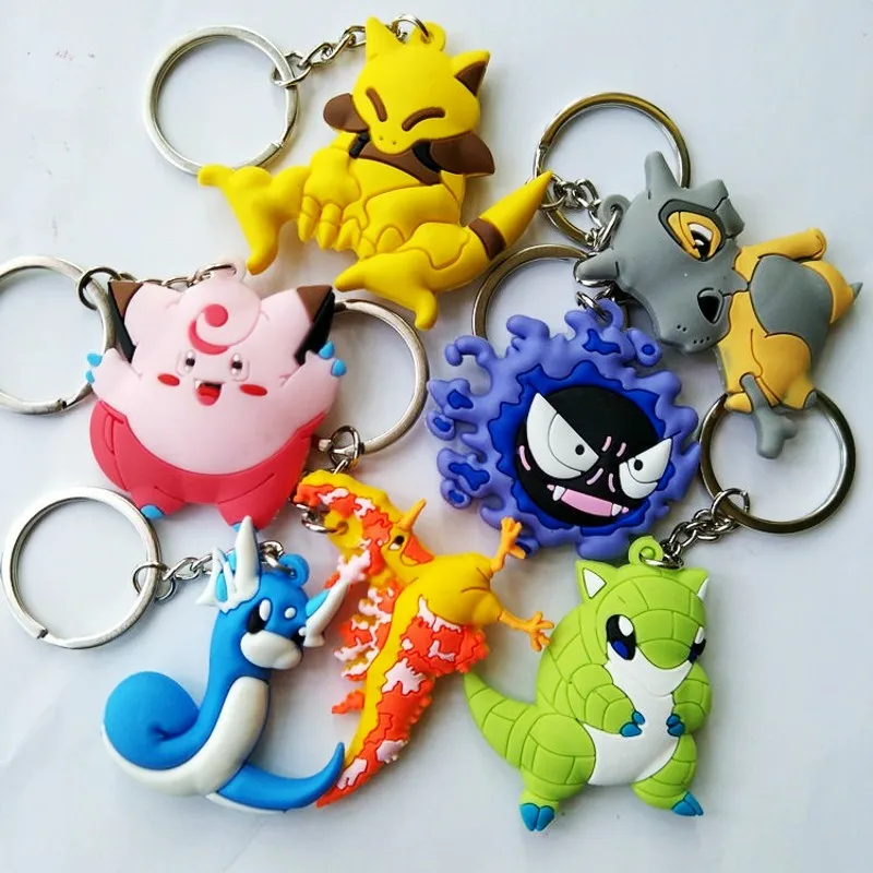 

3D Anime Figure Pokemon Go Keychain Cute Cartoon PVC Pocket Monsters Pikachu Pendant Key Chain Key Ring Kids Key Holder Gift