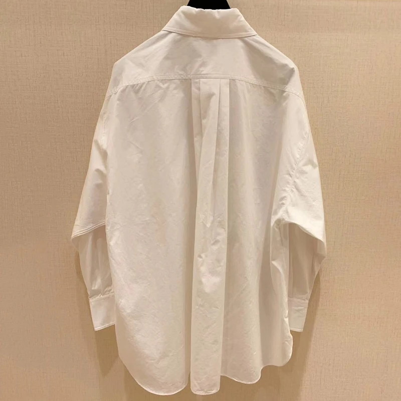Women Solid Blouse Autumn Long Sleeve Loose Style Vintage Elegant Female Top New Fashion Cotton Shirts