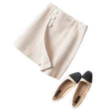 Smpevrg осенне-зимняя женская юбка из плотной шерстяной ткани, мини-юбка для девочек, женские модные тонкие юбки, прямая женская клетчатая юбка