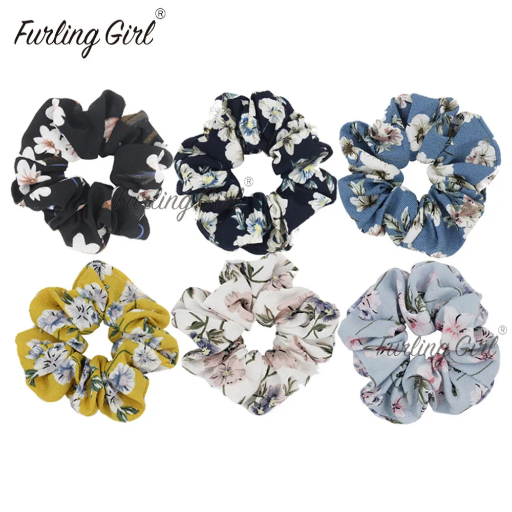 

Furling Girl 1 PC Forget Me Not Flower Hair Scrunchies Myosotis Flower Elastic Hair Bands Ponytail Holder Hair Ties for Women