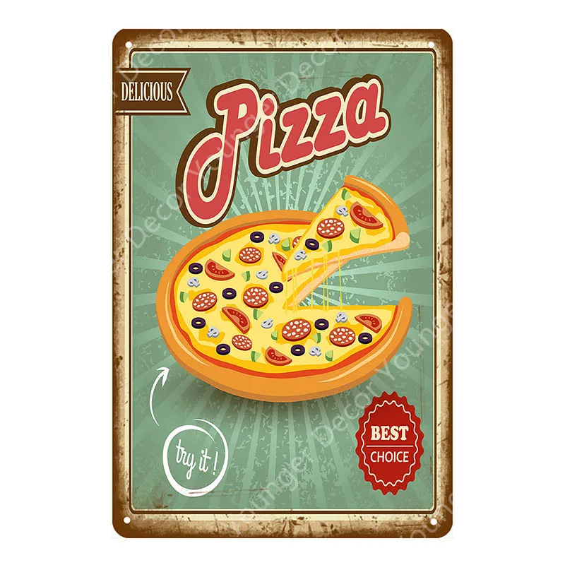 Итальянский Нью-йоркский стиль пицца плакат ретро свежий попкорн настенные украшения металлические знаки кухонное украшение для дома винтажные таблички YI-147 - Цвет: YD2050EI