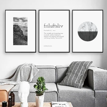 

Norwegian Landscape Nature Canvas Posters and Prints Black White Scandinavian Nordic Norway Home Decoration Painting Pictures