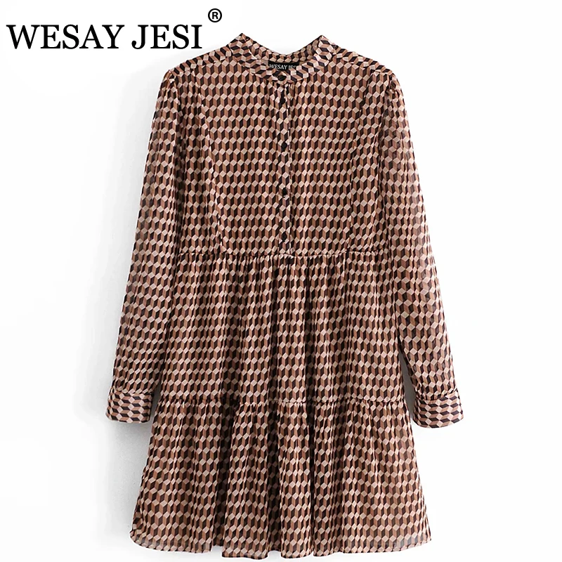 Женское Короткое платье WESAY JESI элегантное Плиссированное офисное с длинным
