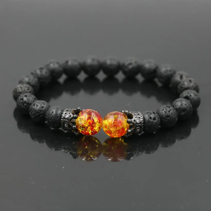 Fashion Men Bracelet Natural Lava Stone Tiger Eye stone Bracelet Charm Copper Luxury Crown Bracelet Men Beads Jewelry Pulseira - Image 3