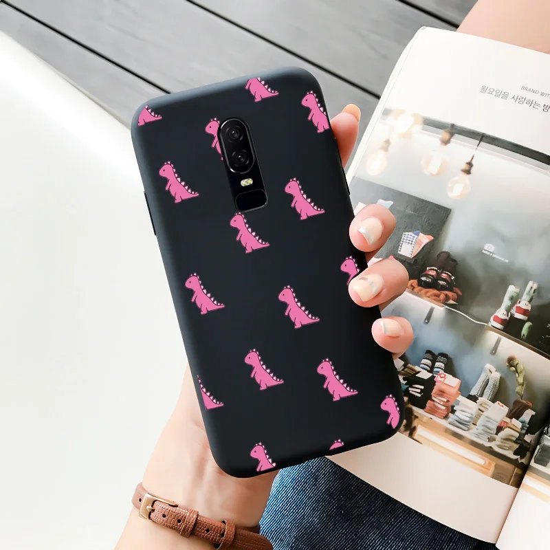 mobile pouch for running For OnePlus 6 Case Cartoon Cute Pattern Soft Silicone TPU Painted Matte Shockproof Mobile Phone Protection Cover flip cover Cases & Covers