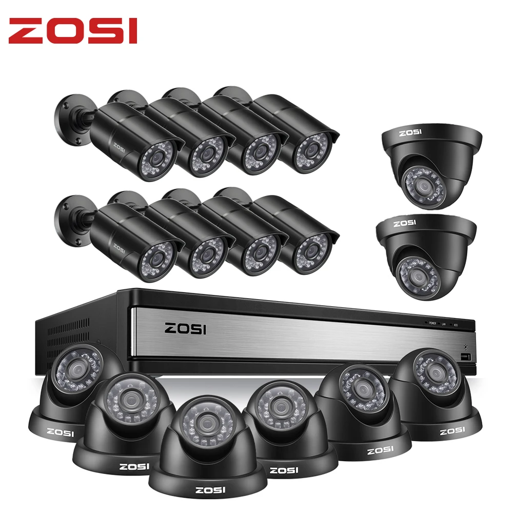 ZOSI Full HD 1080 P 16 ch cctv-камера безопасности Системы в открытый/закрытый с 16 шт Камера видеонаблюдения комплект