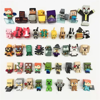 

Building Ocelot mooshroom spider Enderman Skeleton Steve Alex Zombie Bricks For Minecrefted Toys Children my world Figures