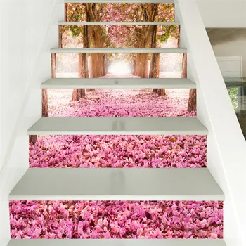 

Cherry Blossom Stair TIle Stickers Self Adhesive PVC Staircase Decoration Wallpapers Modern Sceney DIY Home Renovation Decals