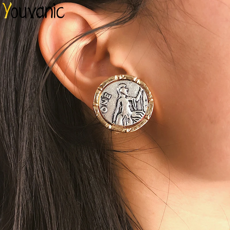 

Youvanic Vintage Small Coin Circle Earcuff Carve Portrait Clip Earrings Women Female Punk Round Clip On Earring Ear Jewelry 1342