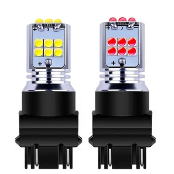 

2PCS New T25 3157 P27/7W Super Bright 1800Lm LED Car Brake Bulbs Daytime Running Light Turn Signals 3156 P27W Auto Reverse Lamp