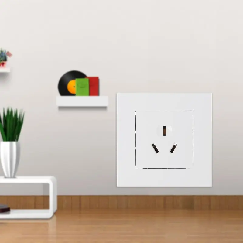 

Wall Socket 86 Type 16A Power Outlet With 3 Holes White PC Panel For Air Conditioner Water Heater