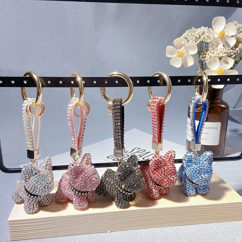 Diamond Keychains women Dog Cartoon Doll keychain for car keys Creative Gift Shiba Inu Fashion Female Bag Accessories | Украшения и