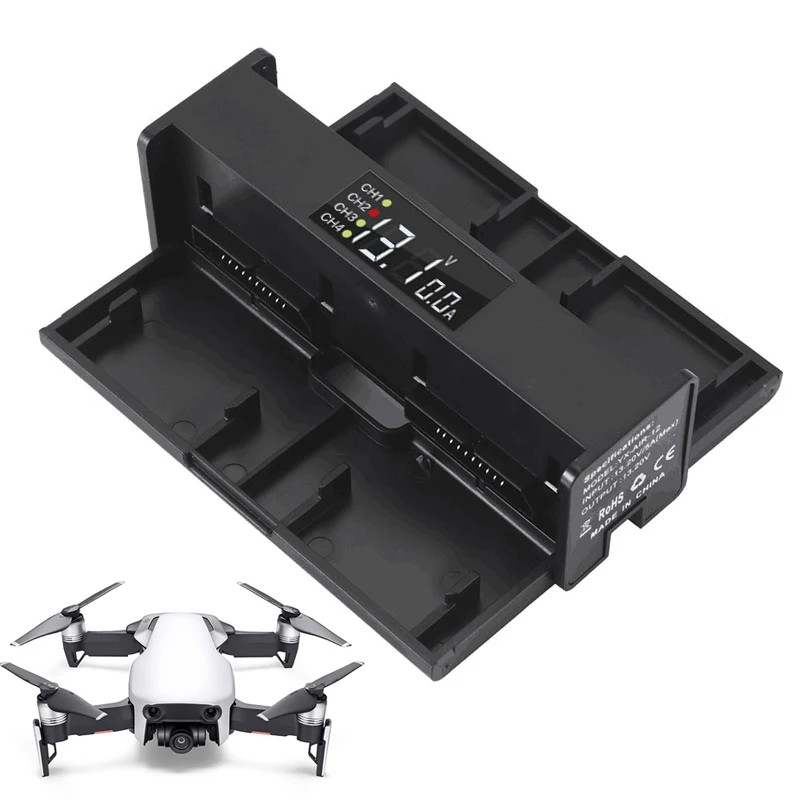 Mega Discount CWO 4 in 1 Fast Charger for DJI Mavic Air Smart Charging Hub Portable Mini Folding Charger Drone Flight Battery Manager with Display 