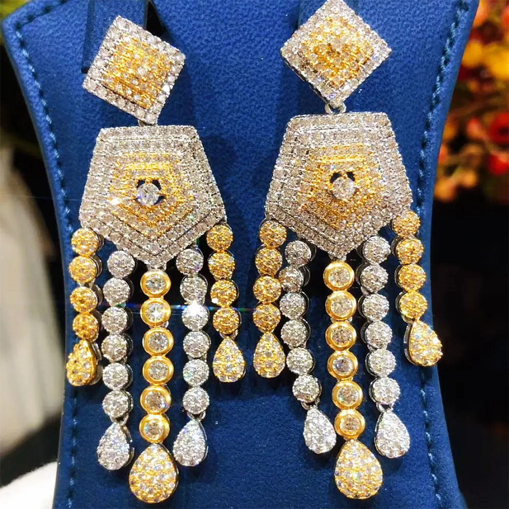 GODKI Luxury Tassels Dangle Earrings For Women Wedding Cubic Zirconia