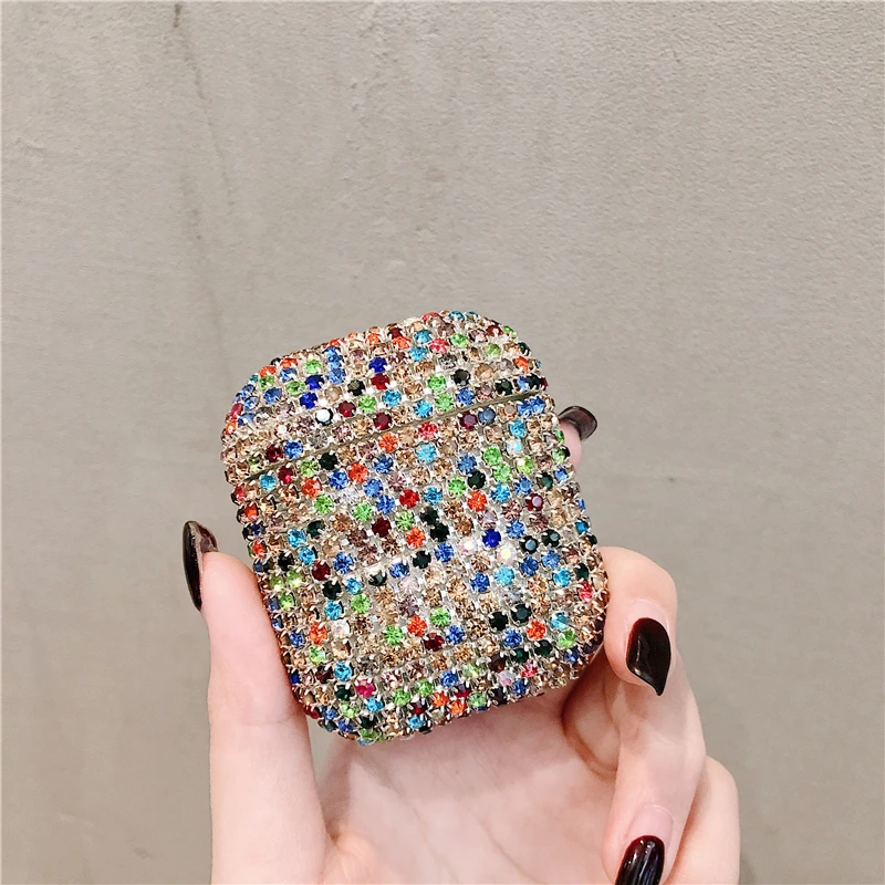 Роскошный 3D Bling Diamond беспроводной Bluetooth чехол для наушников для Airpods 2 1 Блестящий цветной Жесткий Чехол для зарядки наушников - Цвет: 1