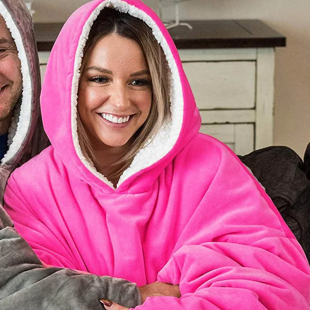 pink Толстовка для женщин, зимняя толстовка с капюшоном, одеяло, плюшевые женские толстовки с капюшоном, с длинными рукавами, одеяло для телевизора, женские пуловеры, Sudaderas Para Mujer - Цвет: pink