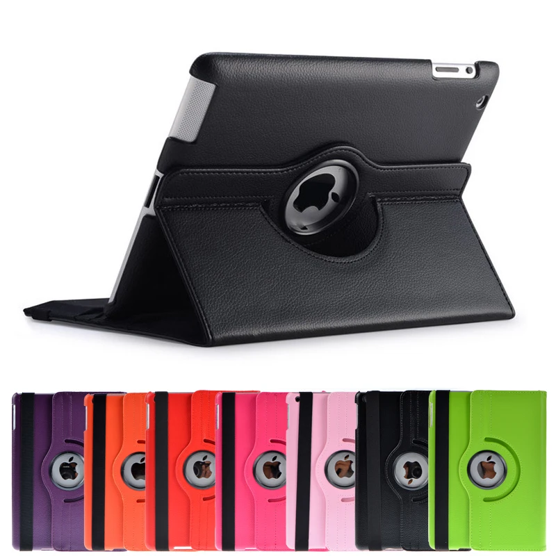 

Case For iPad 2 3 4 PU Leather Siamese Shell Flip Smart Cover For iPad 2 3 4 Case Auto Sleep/Wake Up 360 Rotating Stand HY0001