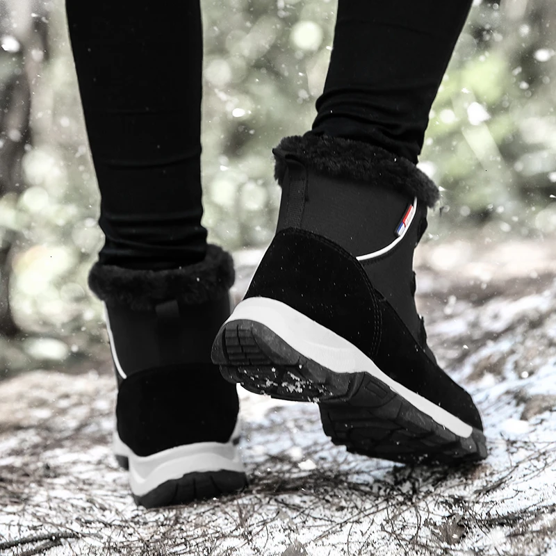 Женские зимние тактические ботинки из натуральной кожи на платформе теплые плюшевые ботинки на меху для пеших прогулок зимние женские высокие ботинки водонепроницаемые Нескользящие