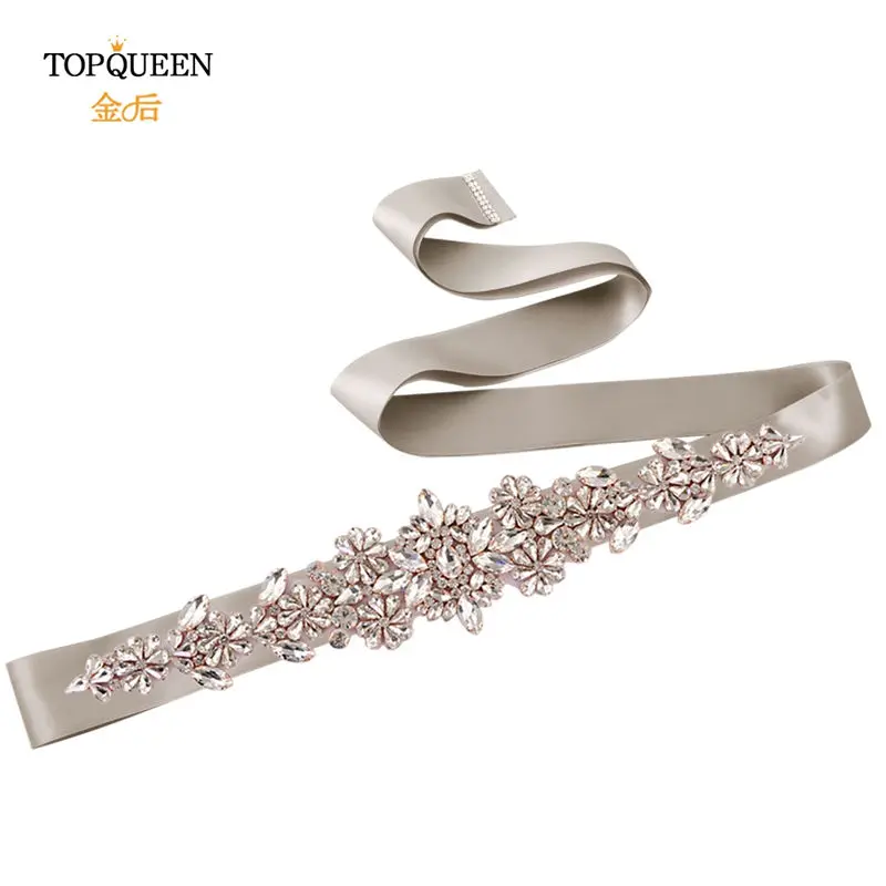 drak gray TOPQUEEN S325-RG, розовое золото, свадебный пояс, Алмазные Пояса для платьев, декоративные ремни для женщин, свадебное платье, пояс для формального платья - Цвет: drak gray