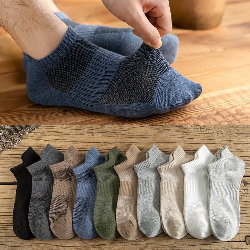 

Fashion New Summer Thin Breathable Moisture Absorption Sweat Anti - Odor Men Low - Top Shallow Socks